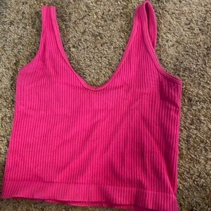 Pink cropped, ribbed tank top